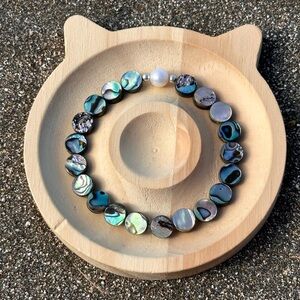 B72. AAA Coin Abalone & Freshwater Pearl W/ .925 SS
